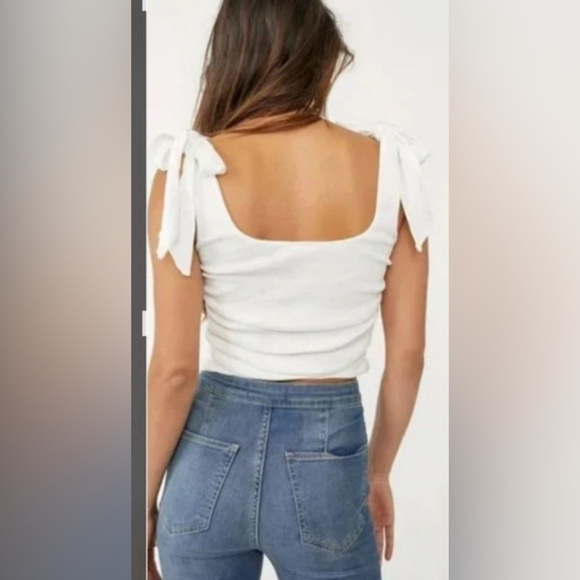 Free People Women's White Sleeveless Boulevard Tank Top Sz S - Picture 7 of 7